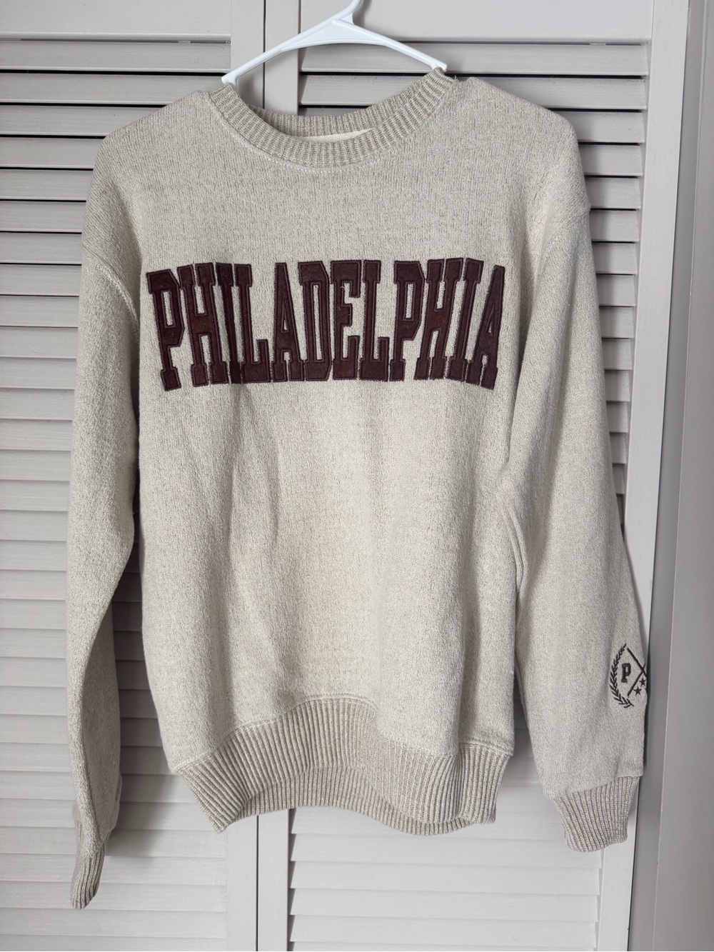 Cream 'Philadelphia' Crewneck Sweater